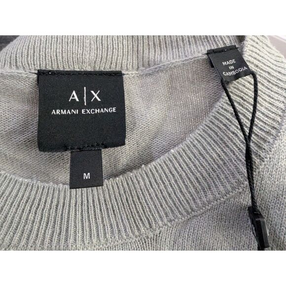 NWT Armani Exchange Sweater Women Medium Gray Black White Color Block - Picture 3 of 7